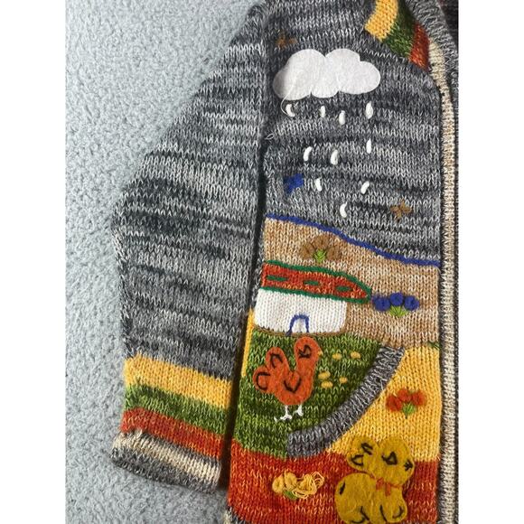 Native Creation Peruvian Hoodie Boys XS Sweater Knit Full Zip Animals Weather - Picture 4 of 12